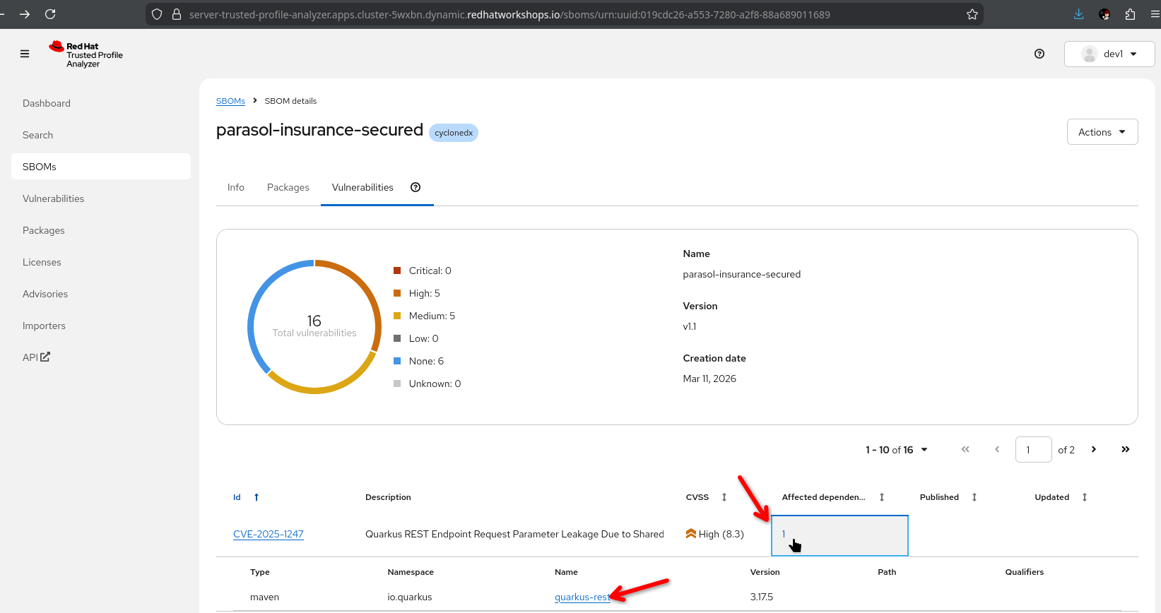 tpa sboms cve dependency
