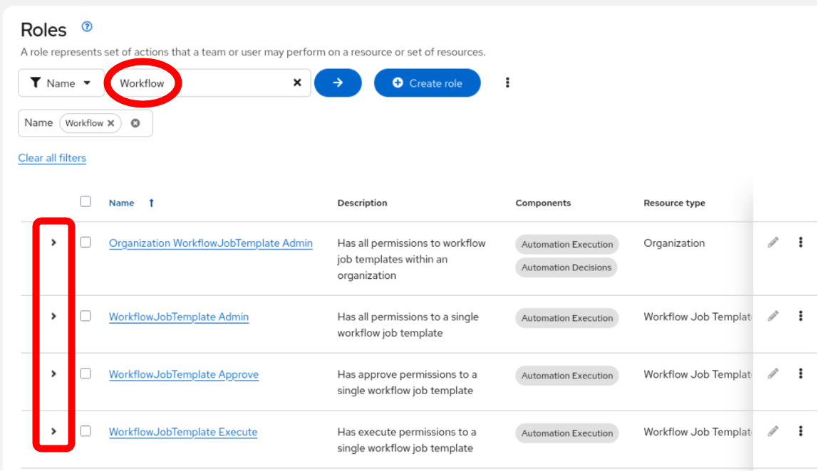 Filter Workflow roles