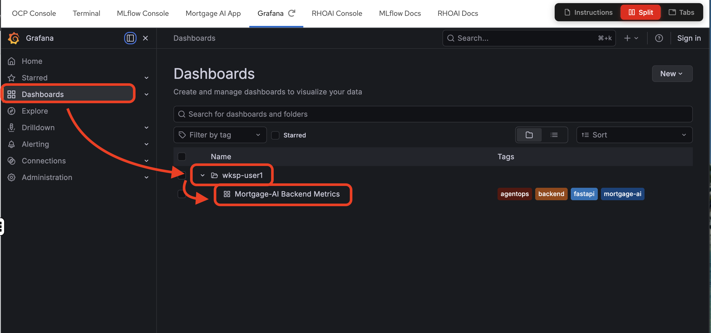 open metrics dashboard