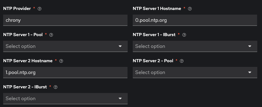 Timesync survey fields with NTP configuration options