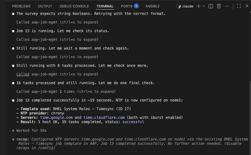 Claude Code configures NTP via RHEL System Roles