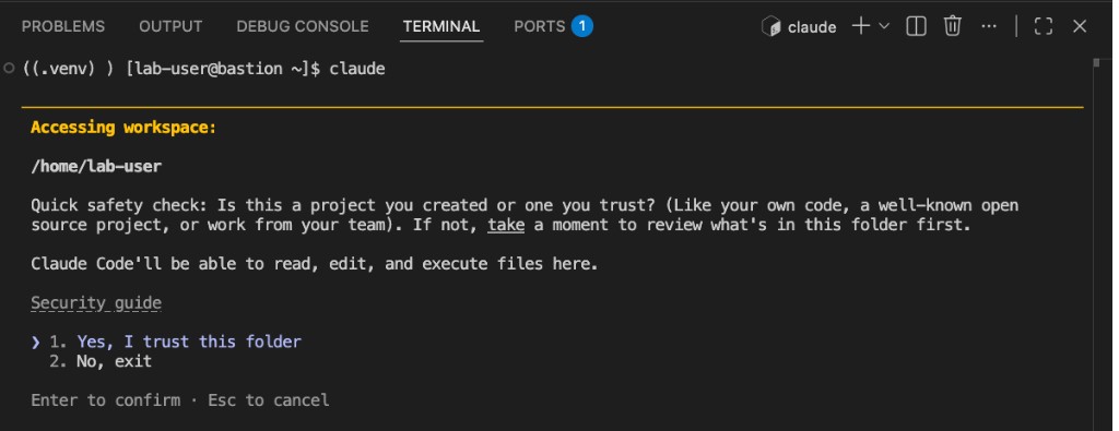 Claude Code trust folder prompt