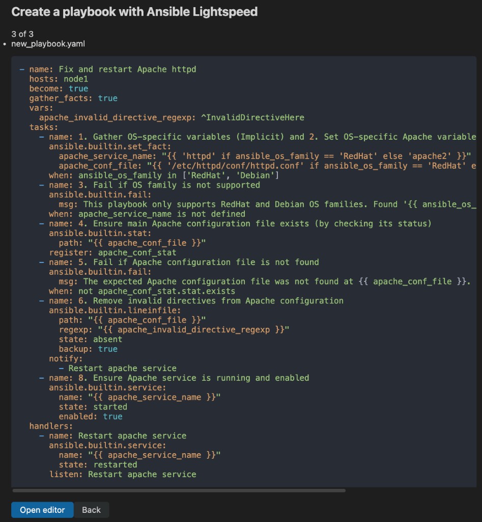 Generated playbook from Automation code assistant