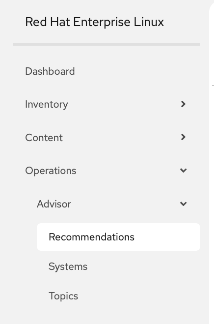 Advisor Recommendations navigation