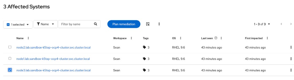Select node3 from affected systems
