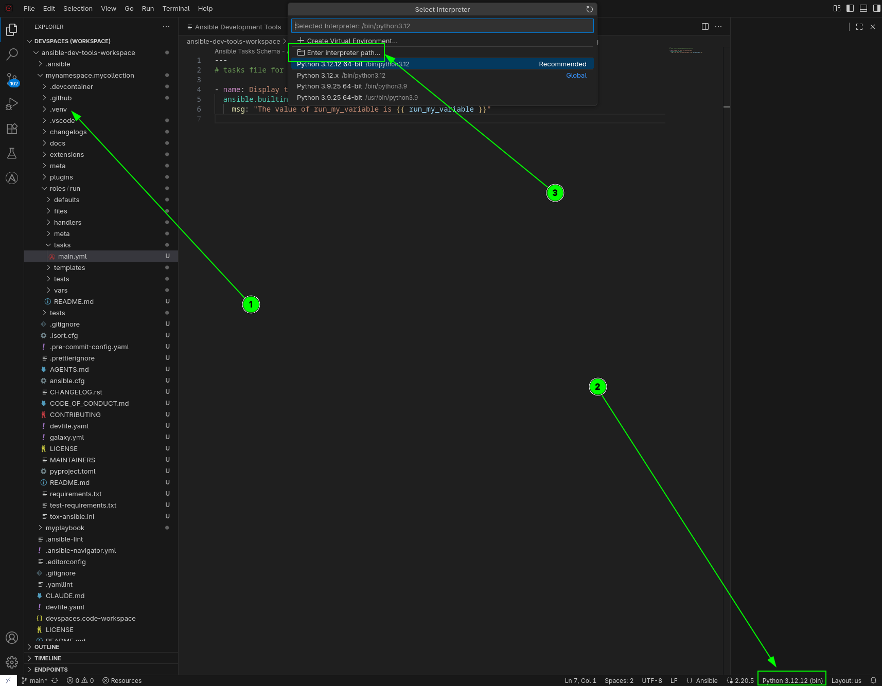 Selecting the Python interpreter path in VS Code