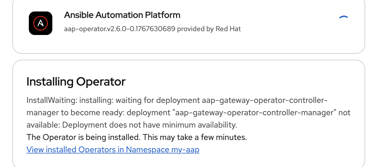 AAP Operator Install - Namespace Selection