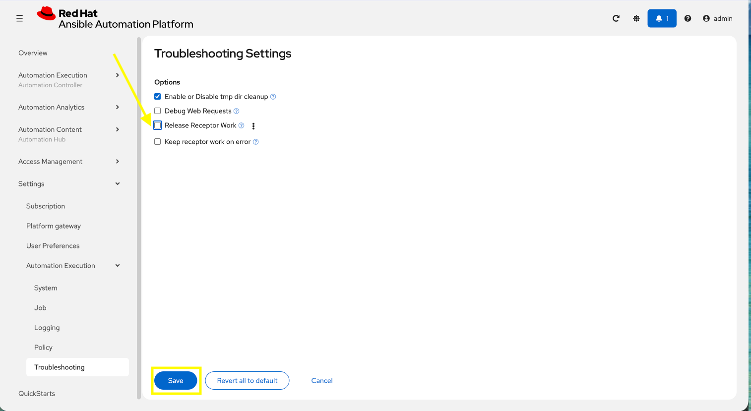 AAP Receptor Work Setting