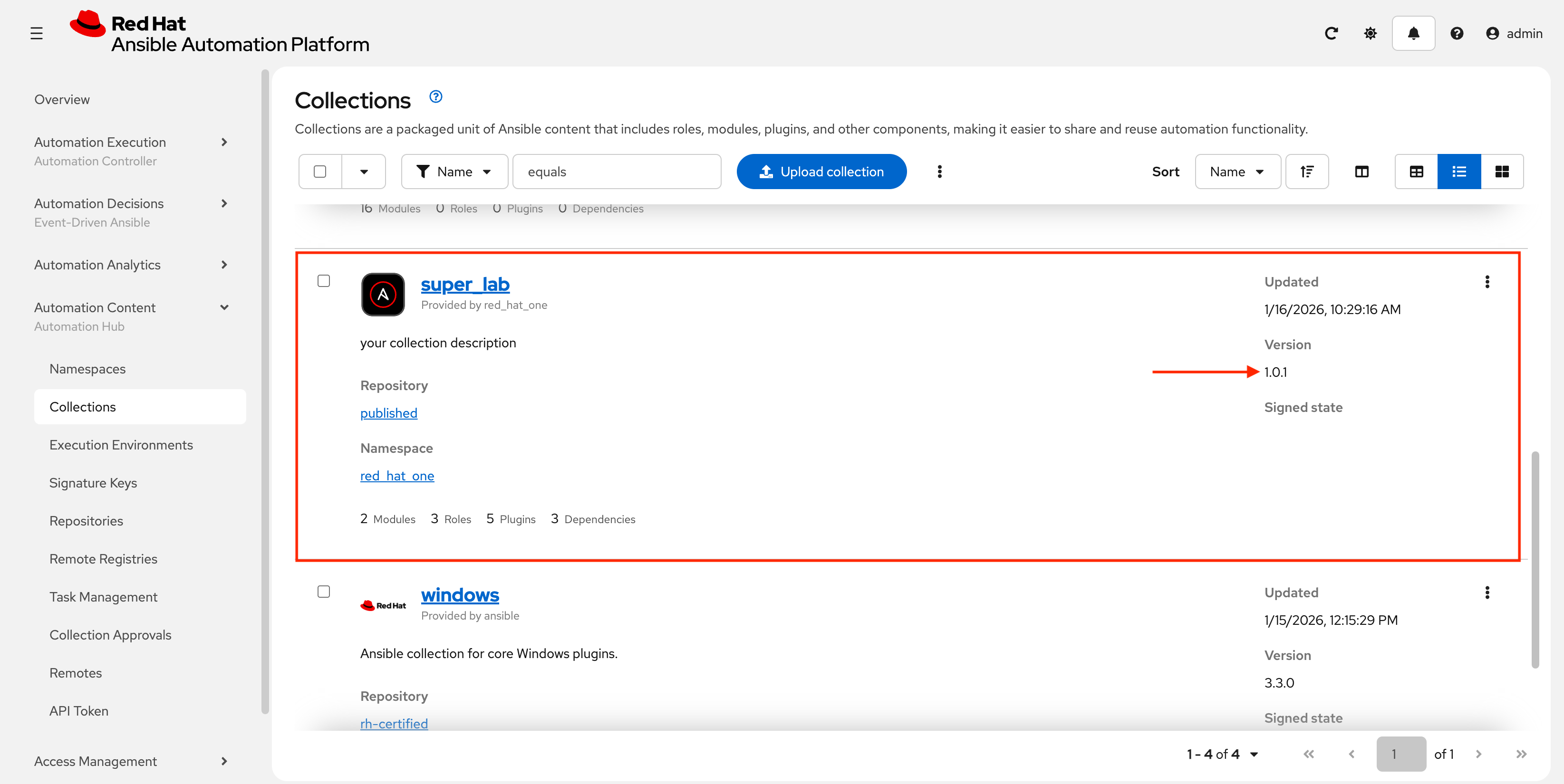 Verify New Collection Version