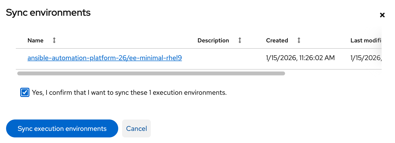 Confirm Sync Execution Environment