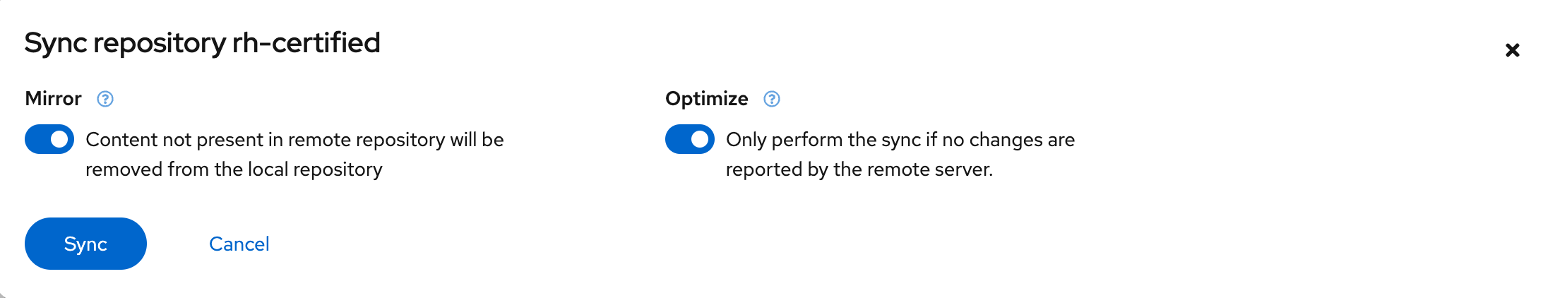 sync repo confirm