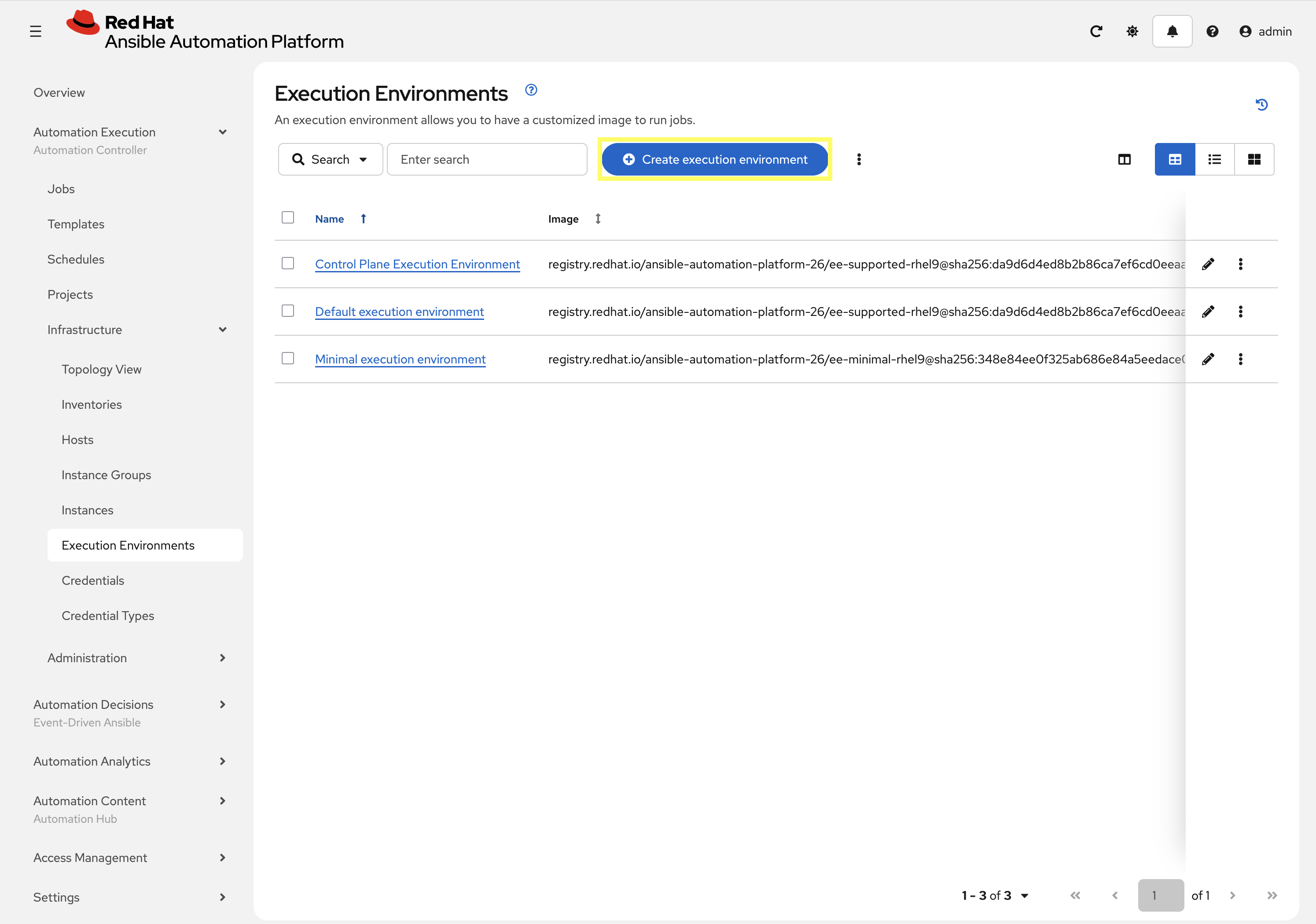 Create Execution Environment