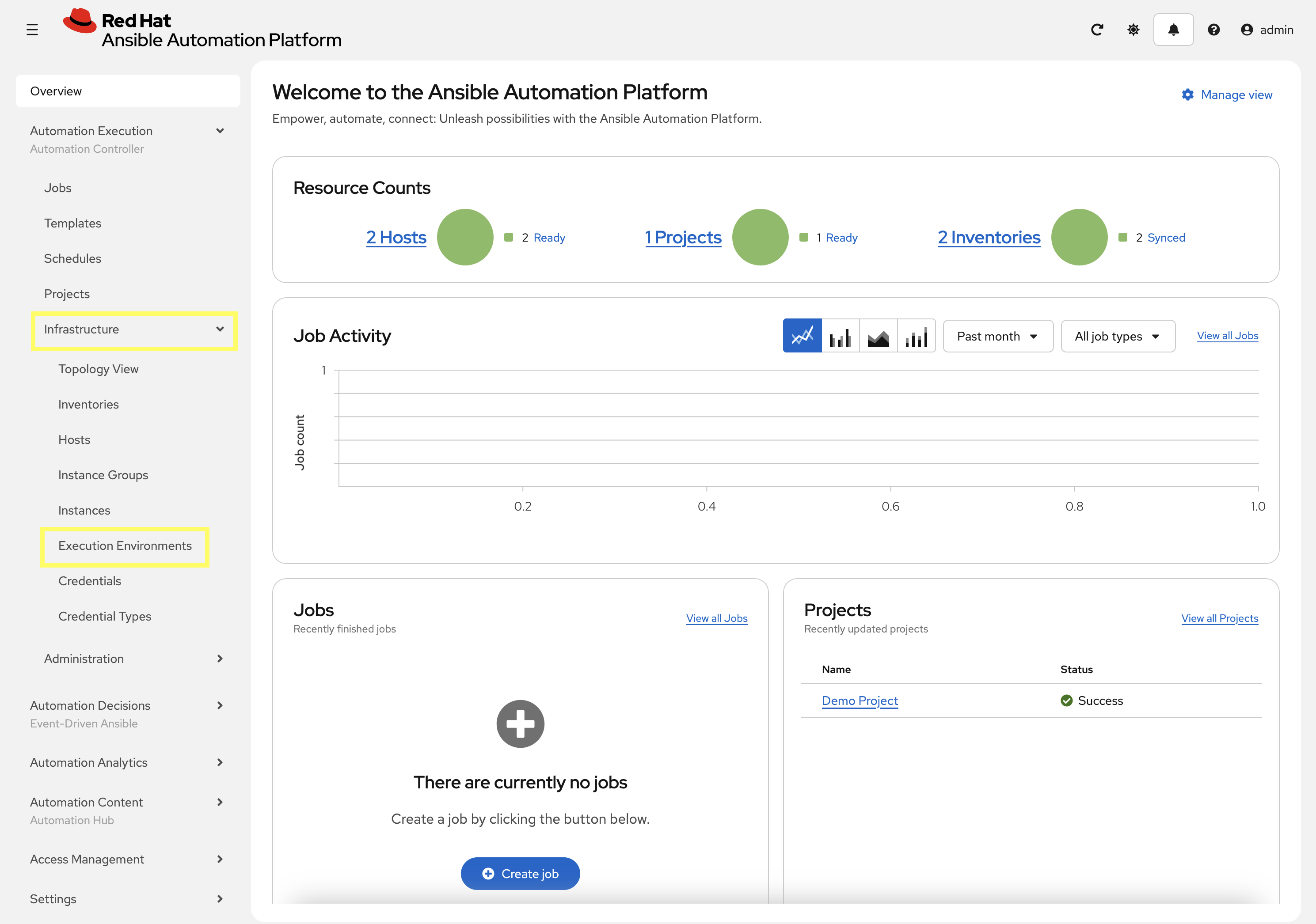 Navigate to Execution Environments