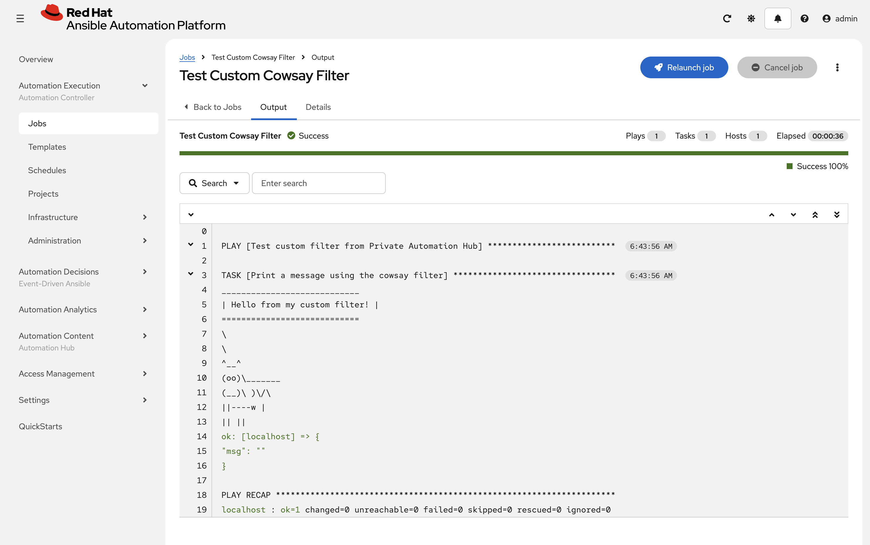 Job Template Success