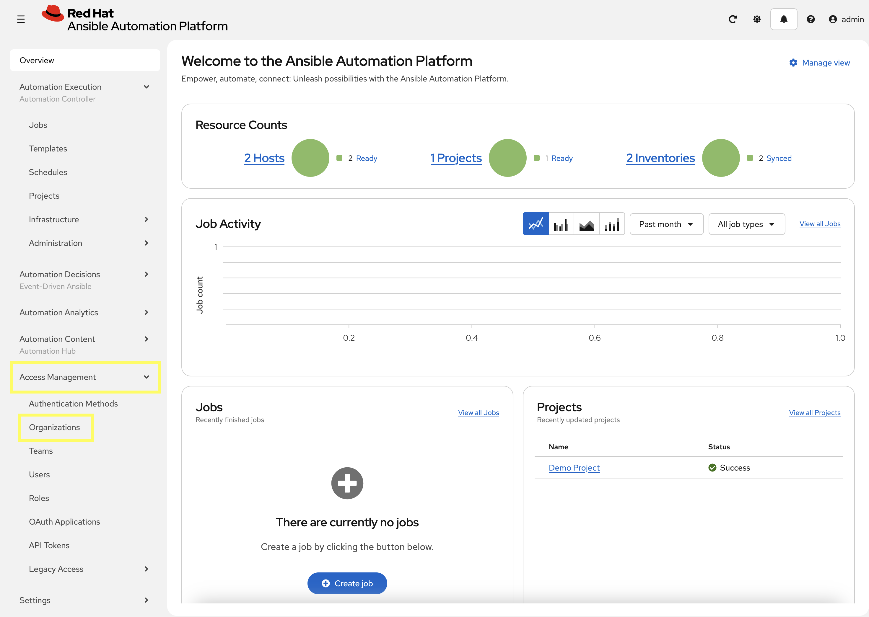 Navigate to Organizations