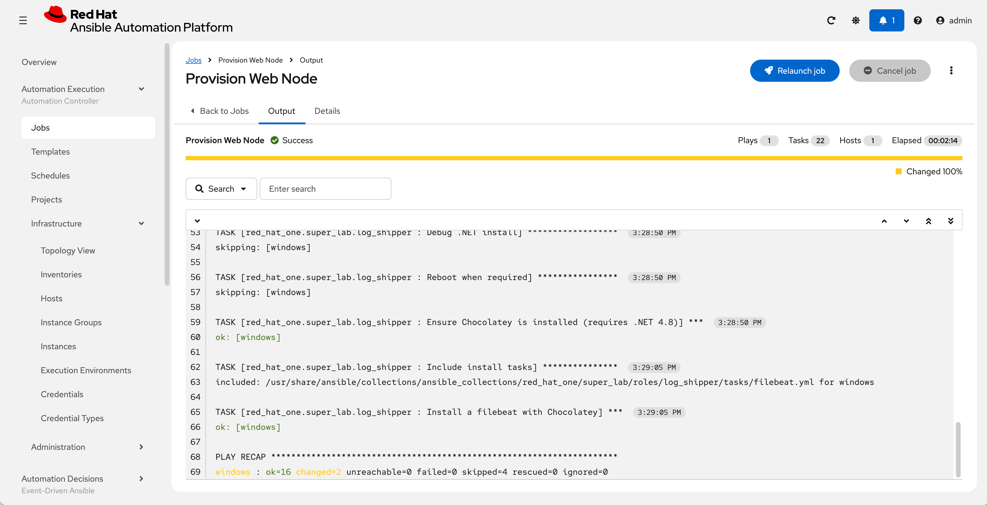Job Template Success