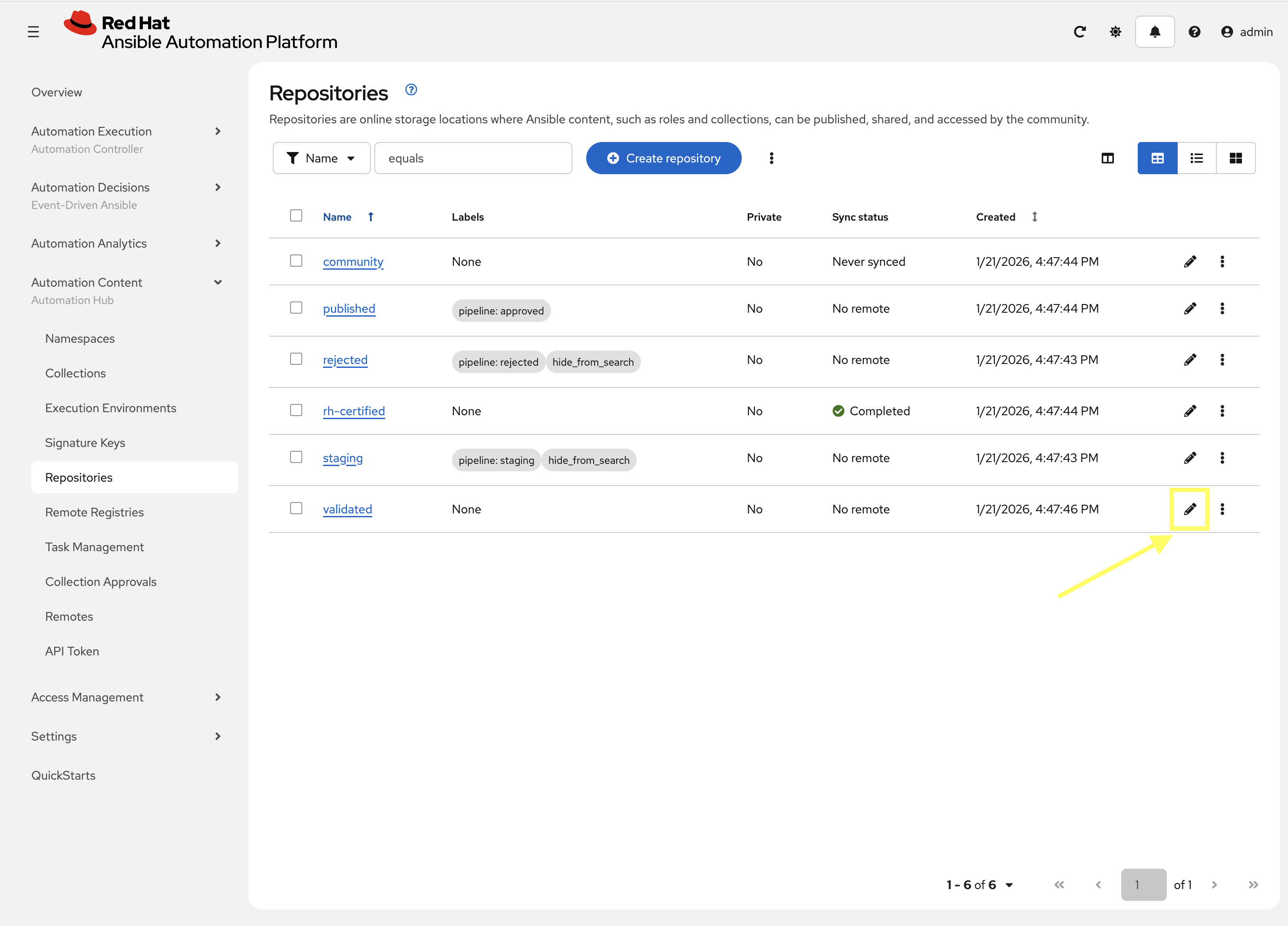 Edit Validated Repository