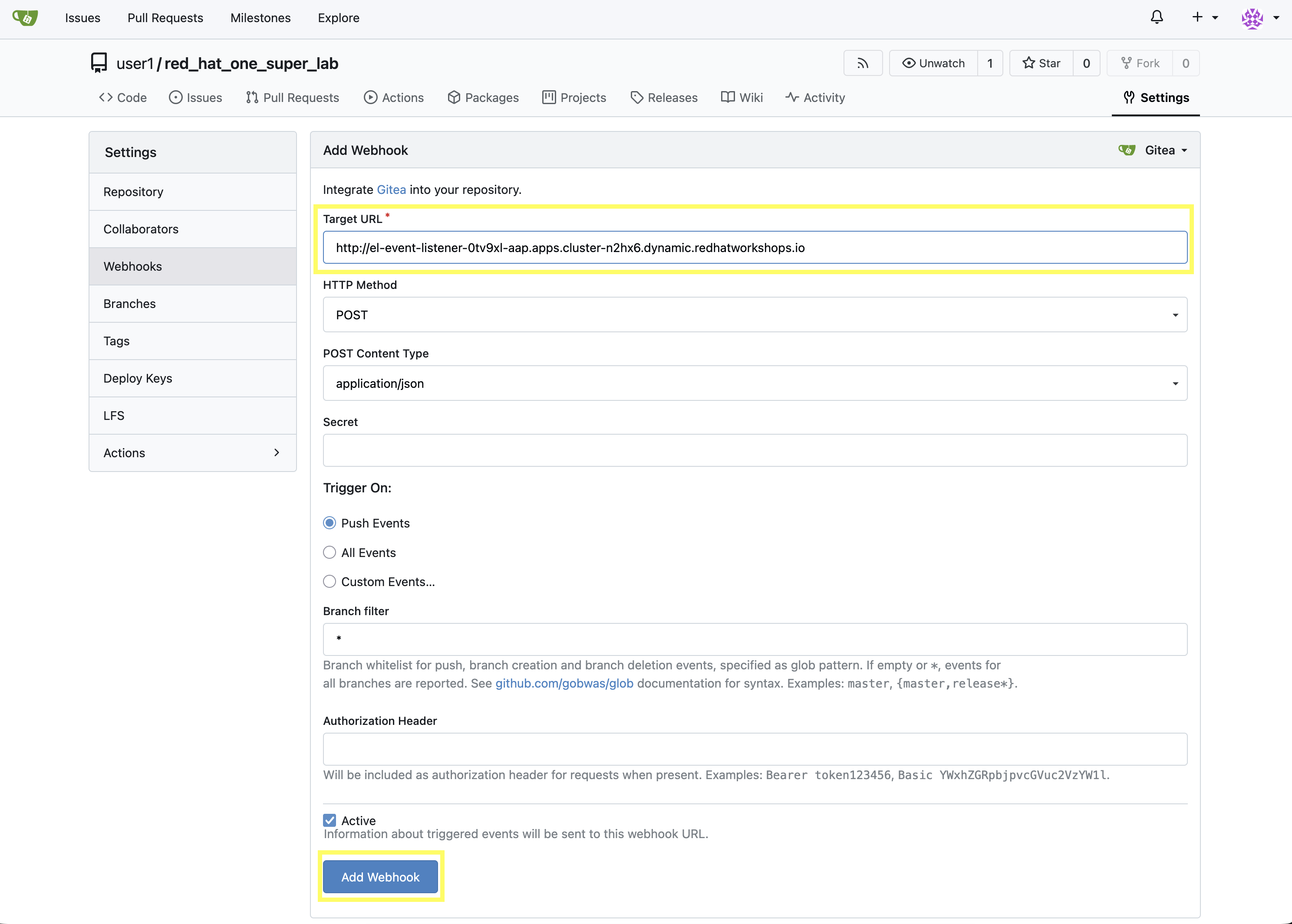 Webhook Configuration