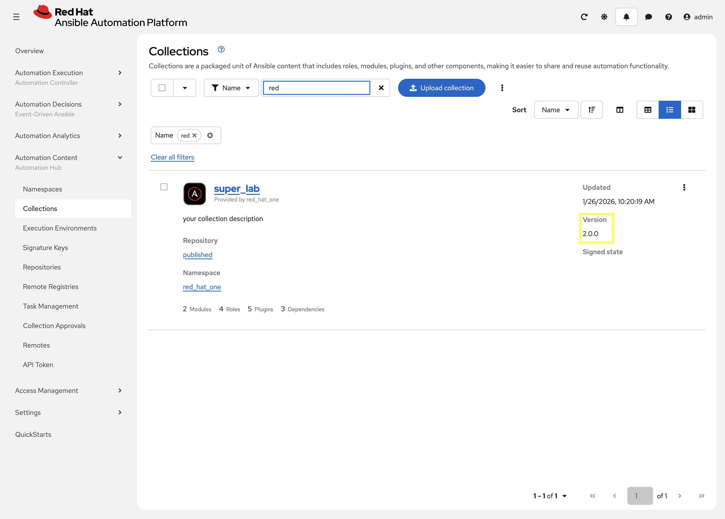 Verify Collection in Automation Hub
