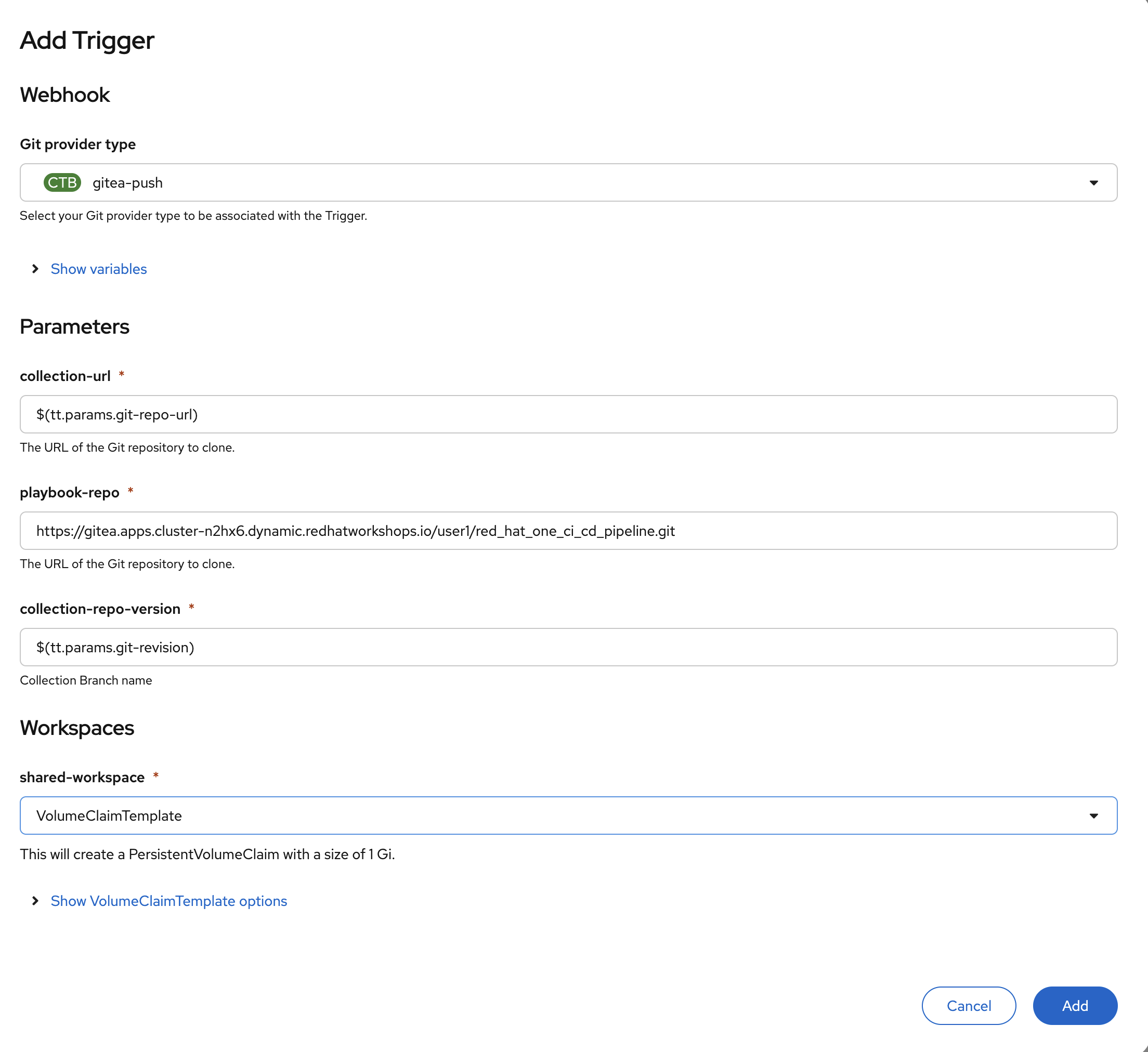 Pipeline Trigger Config