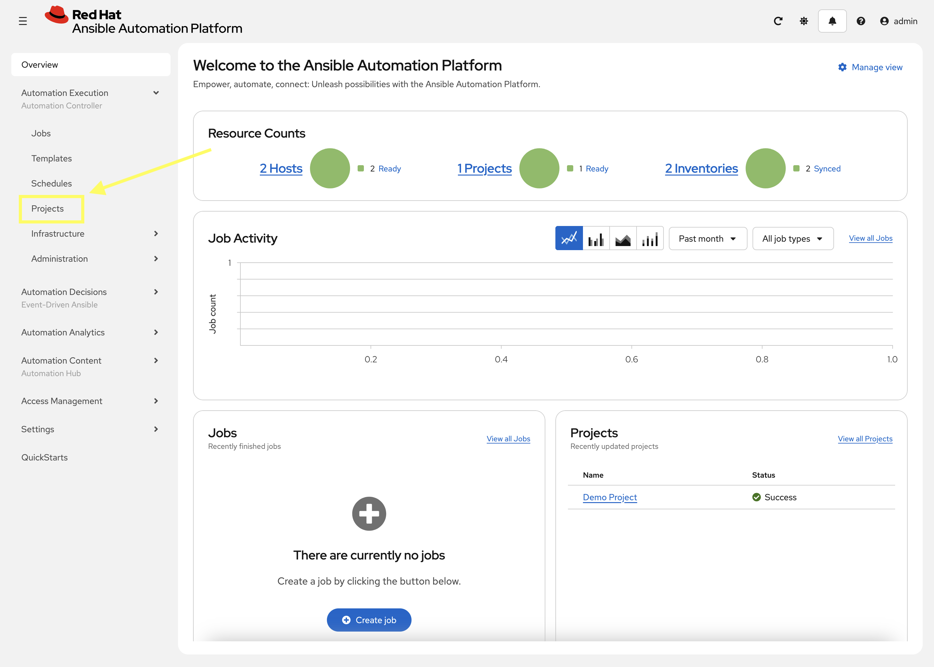 Navigate to Projects