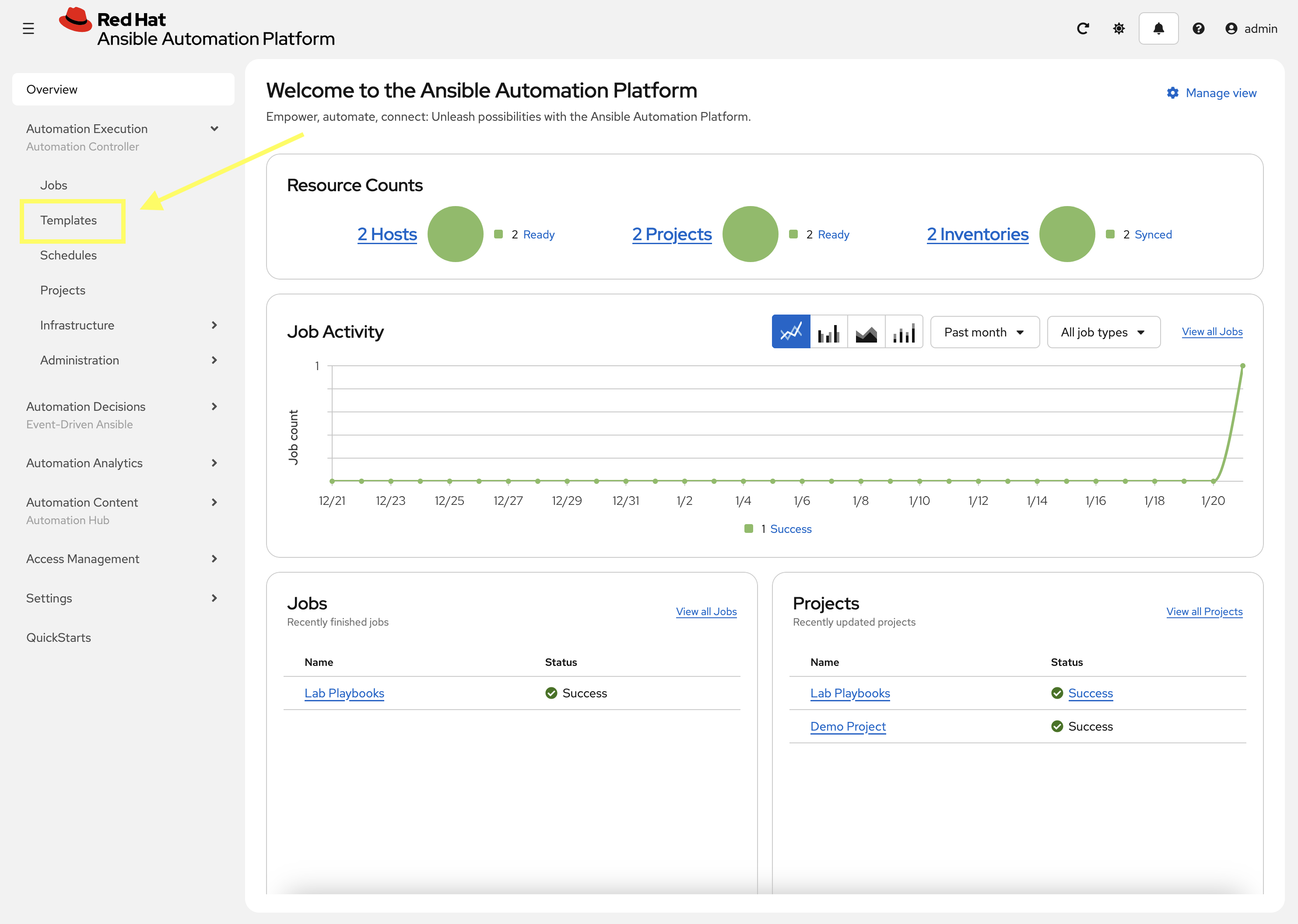Navigate to Templates