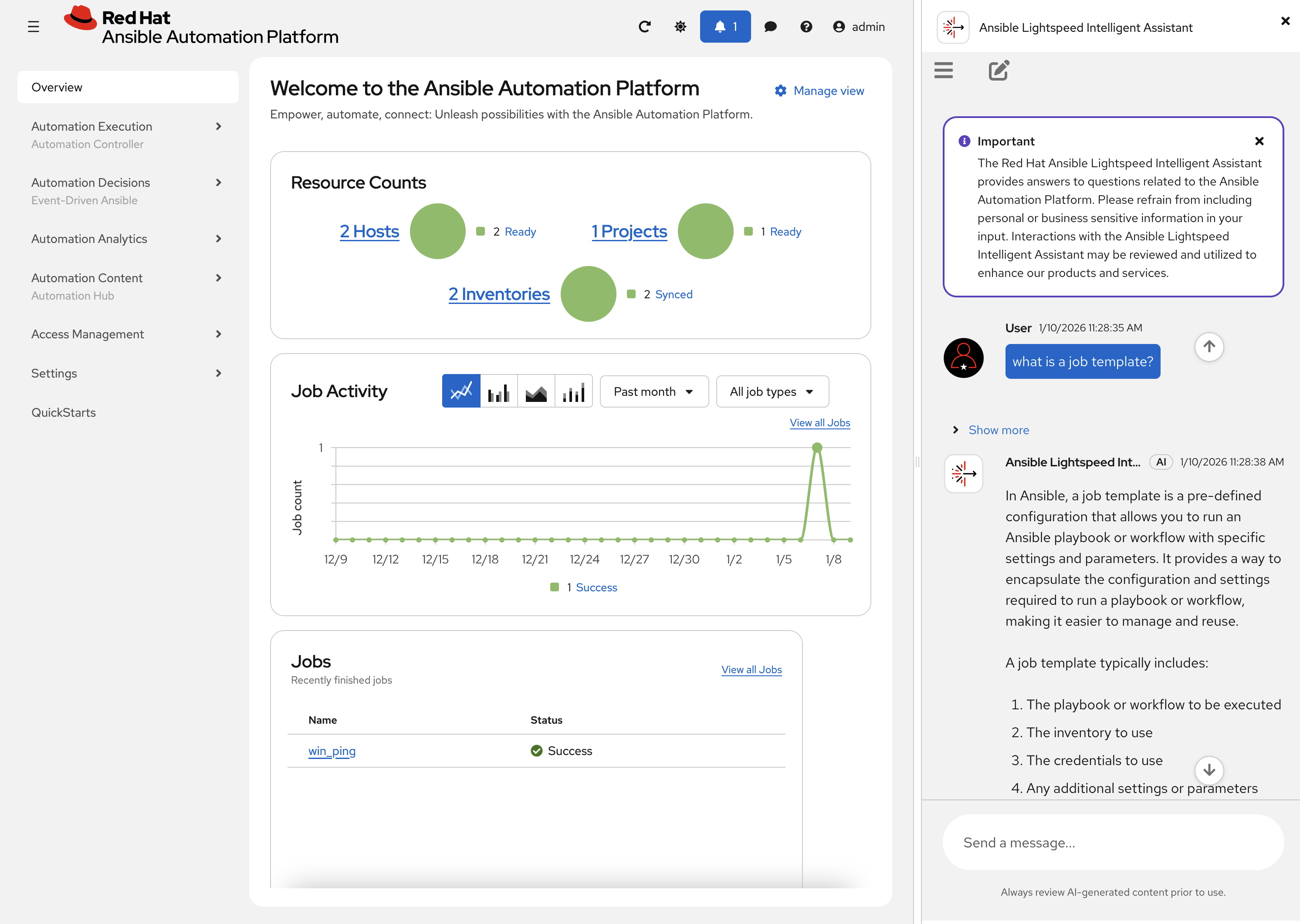Chat Interaction with Ansible Lightspeed intelligent assistant