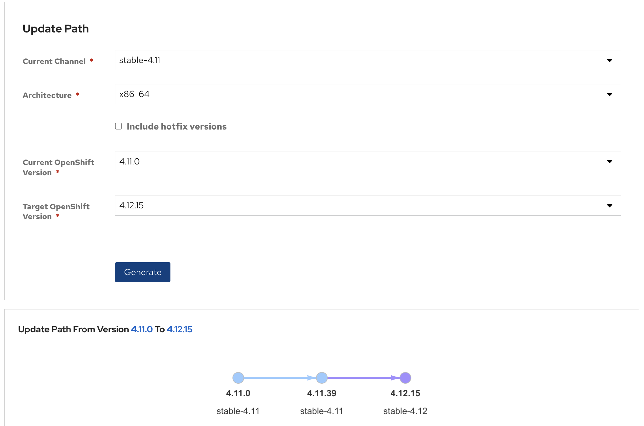 ARO Upgrade Graph Tool Screenshot
