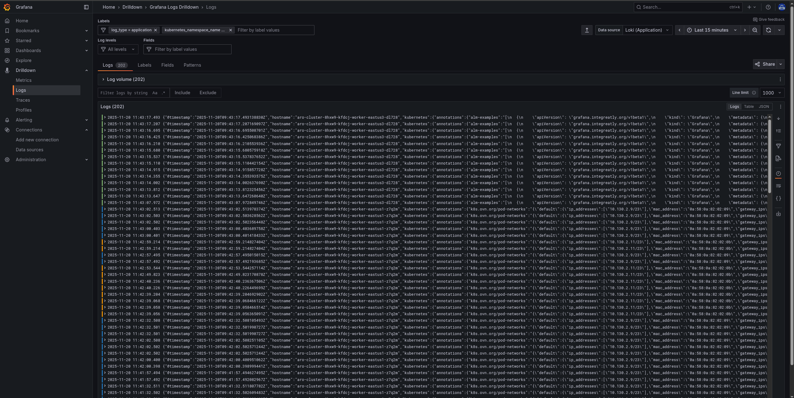 loki grafana app logs