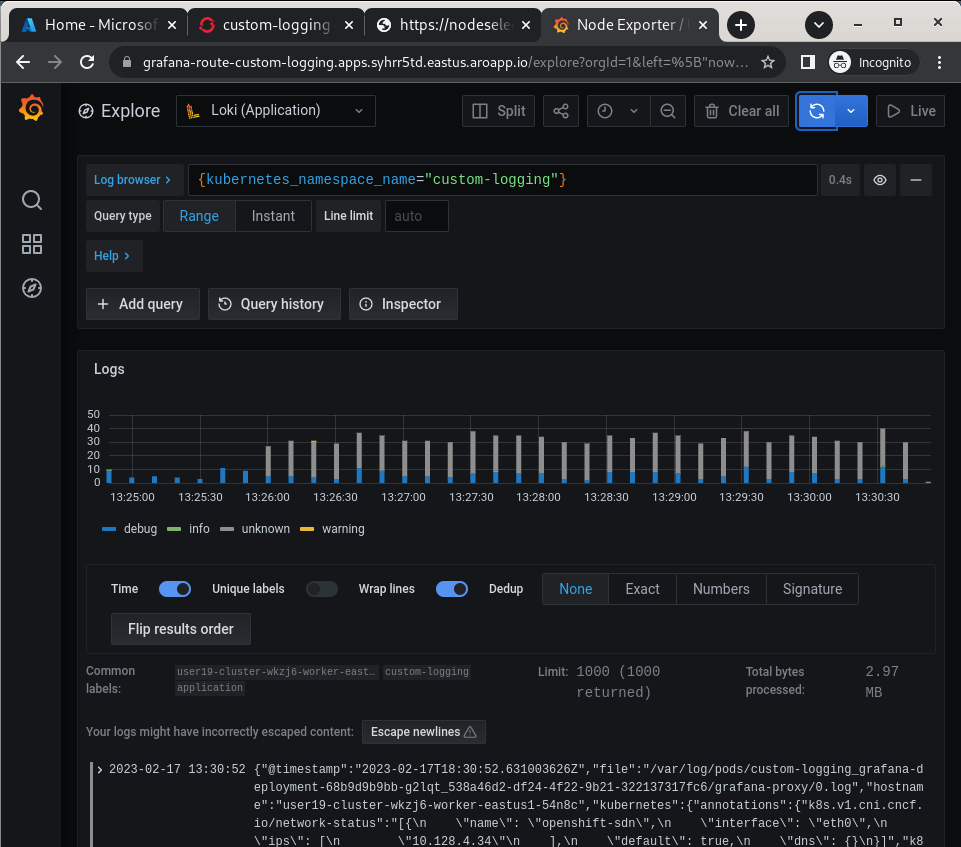grafana logs