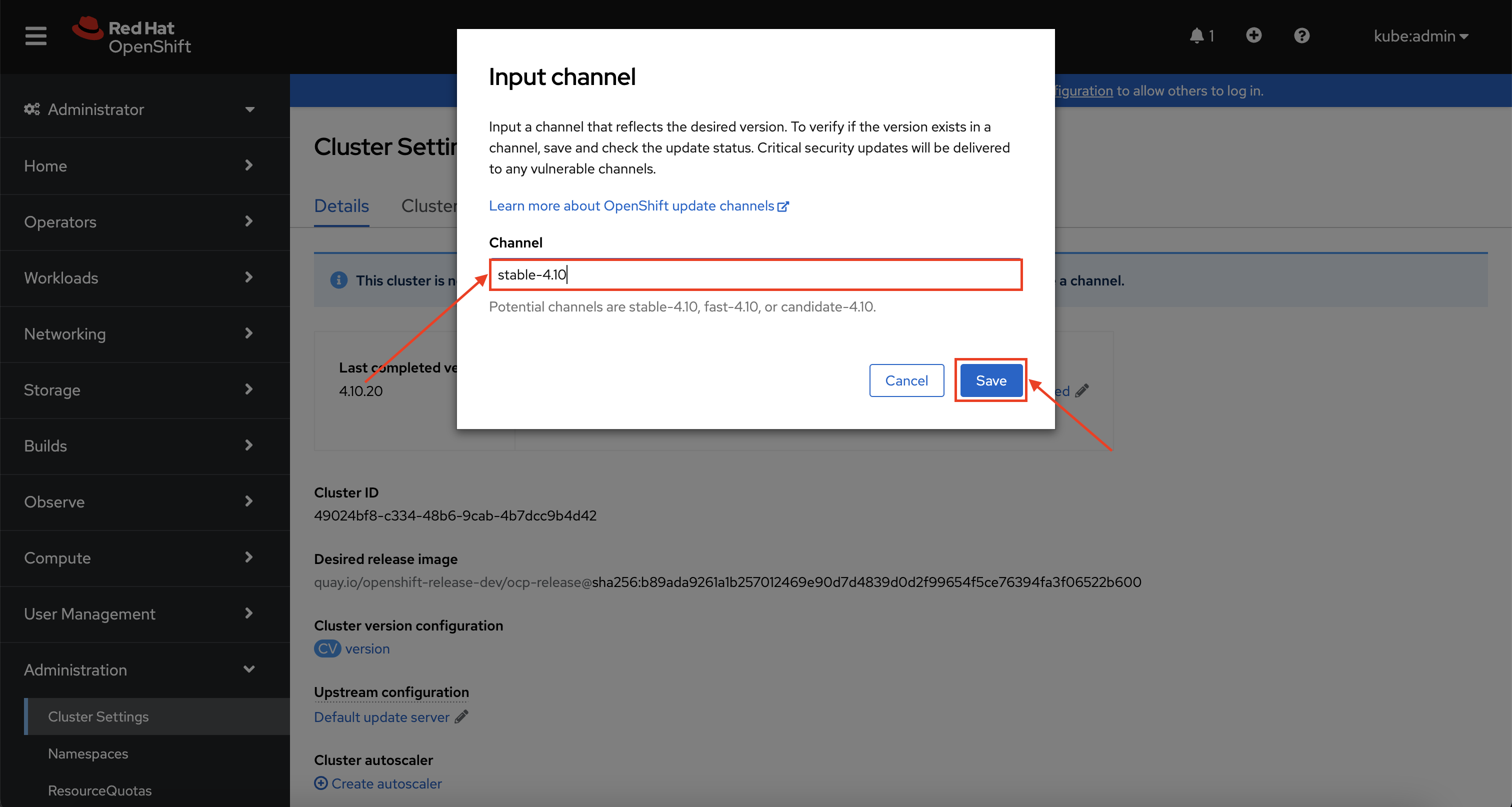 Web Console - Input Channel