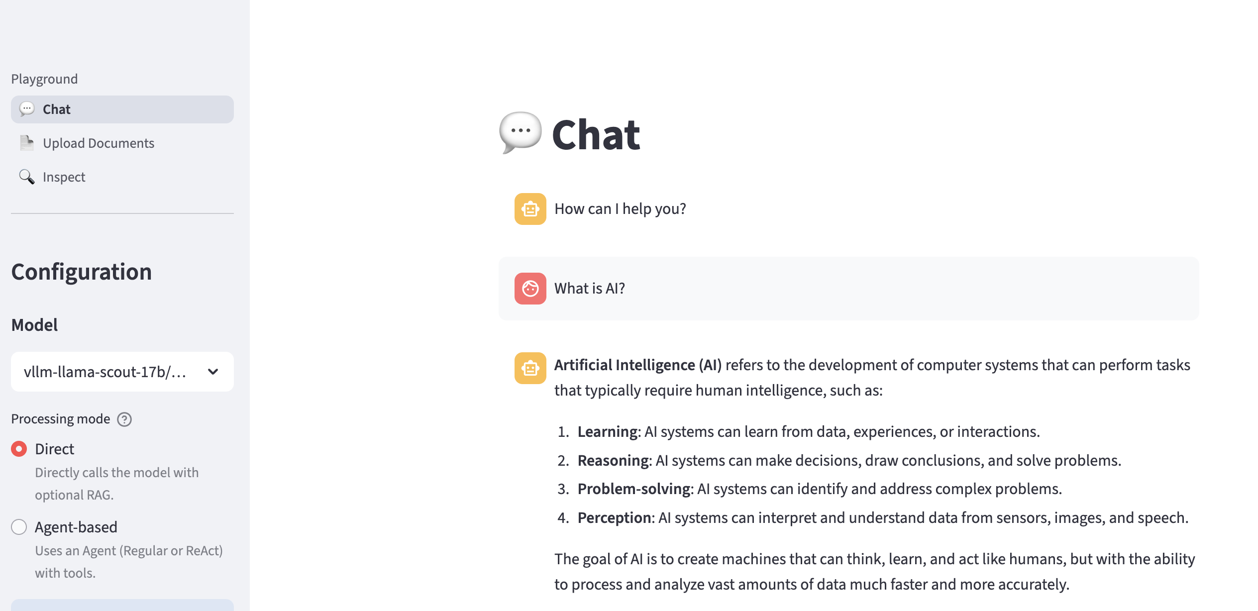 Llama Stack Playground Hello