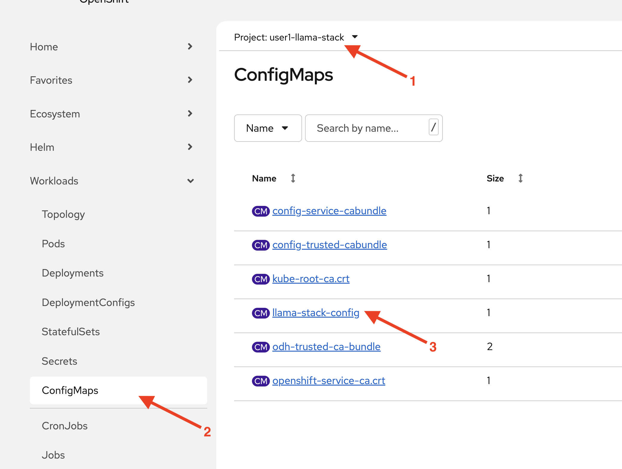 LlamaStack ConfigMap location