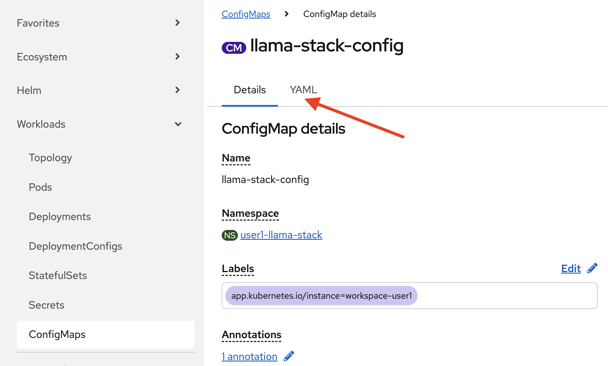 LlamaStack ConfigMap