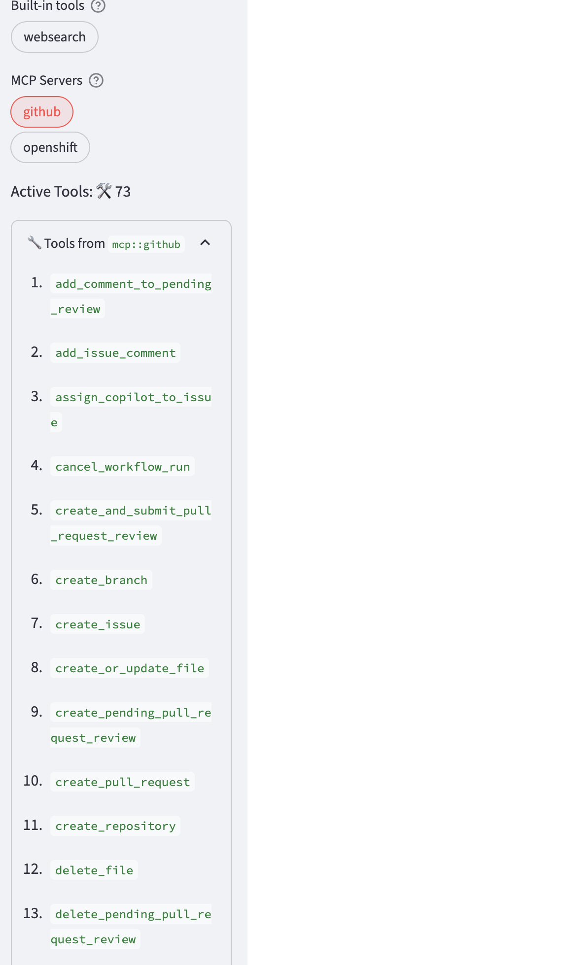 LlamaStack MCP OpenShift tool list