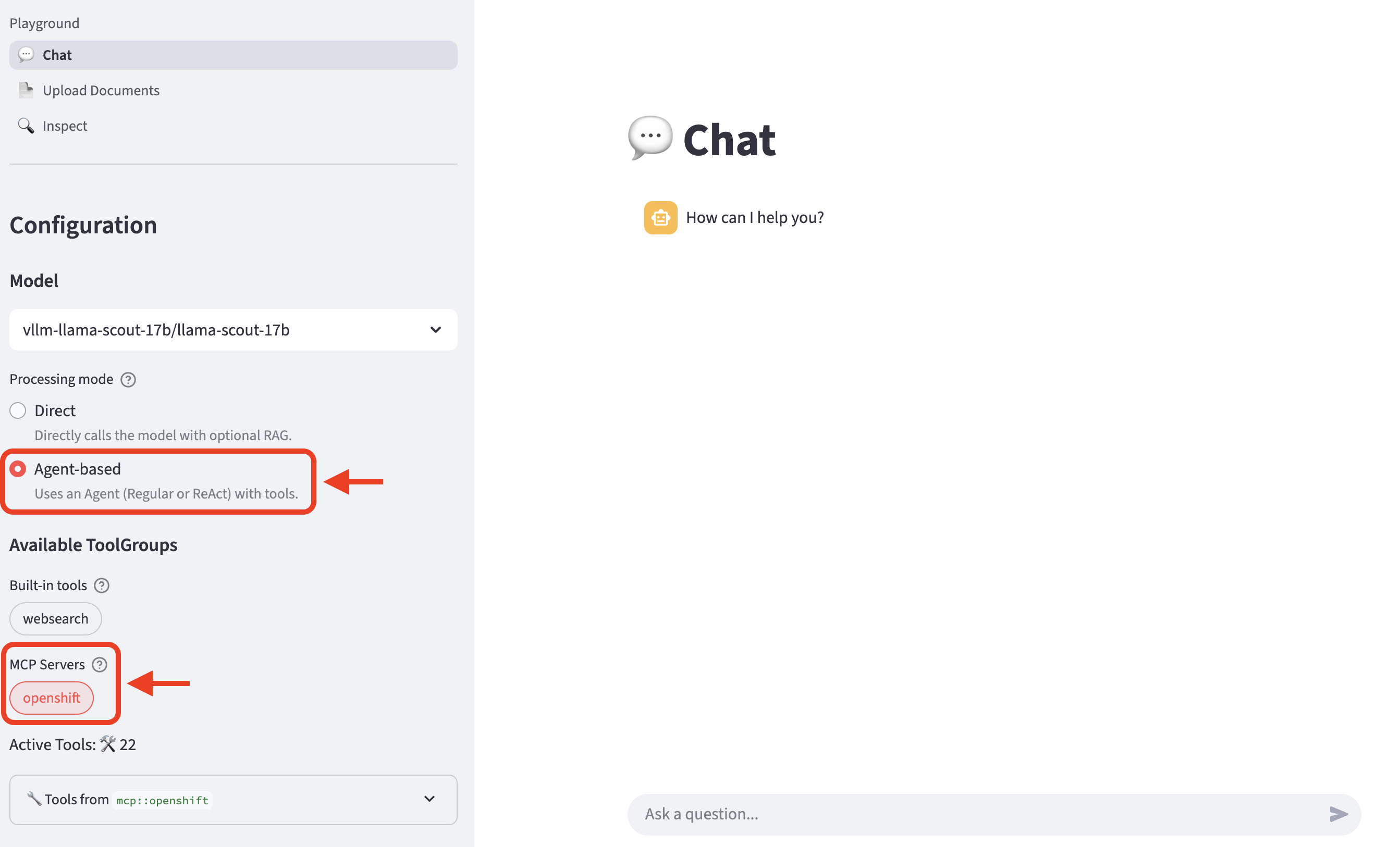 Llama Stack MCP OpenShift tool