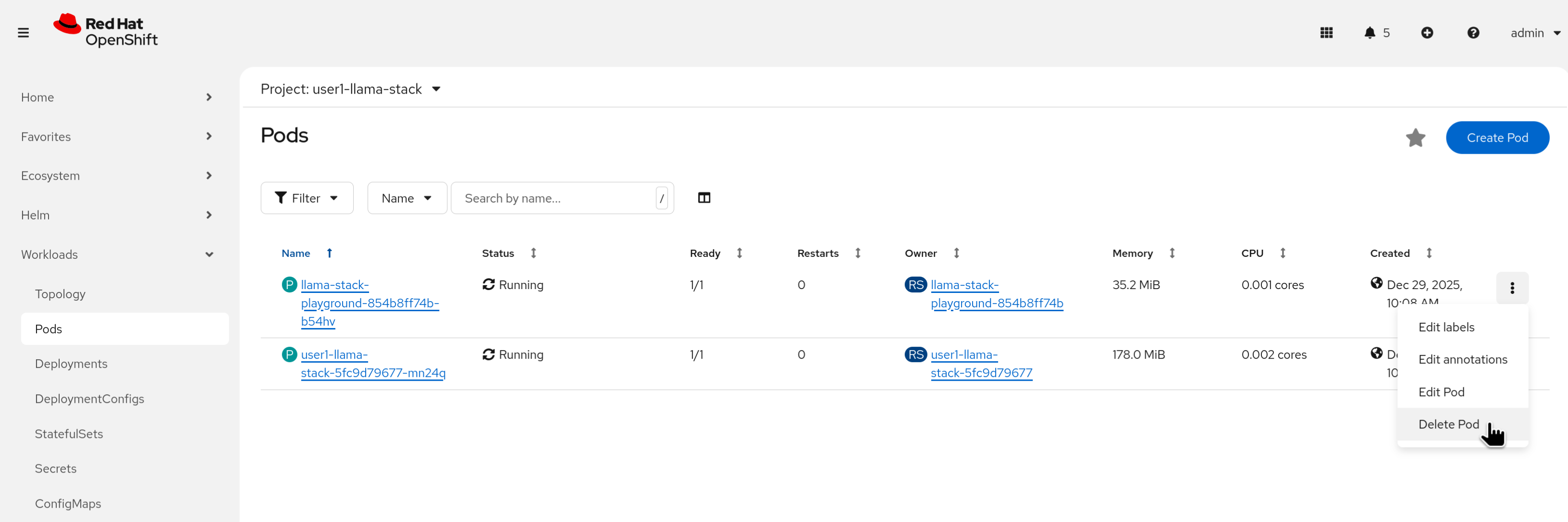 Llama Stack Playground restart