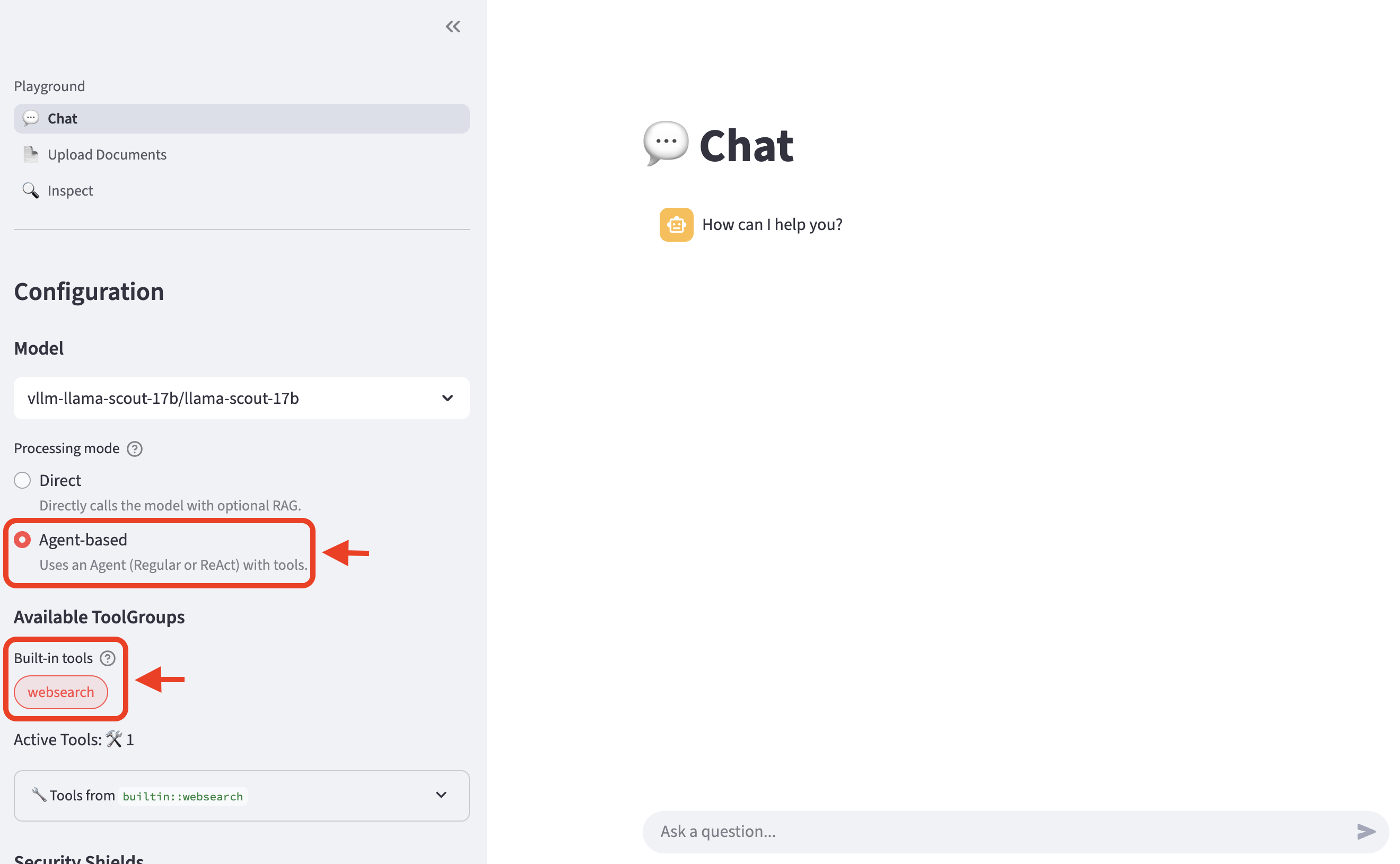 LlamaStack Playground with websearch