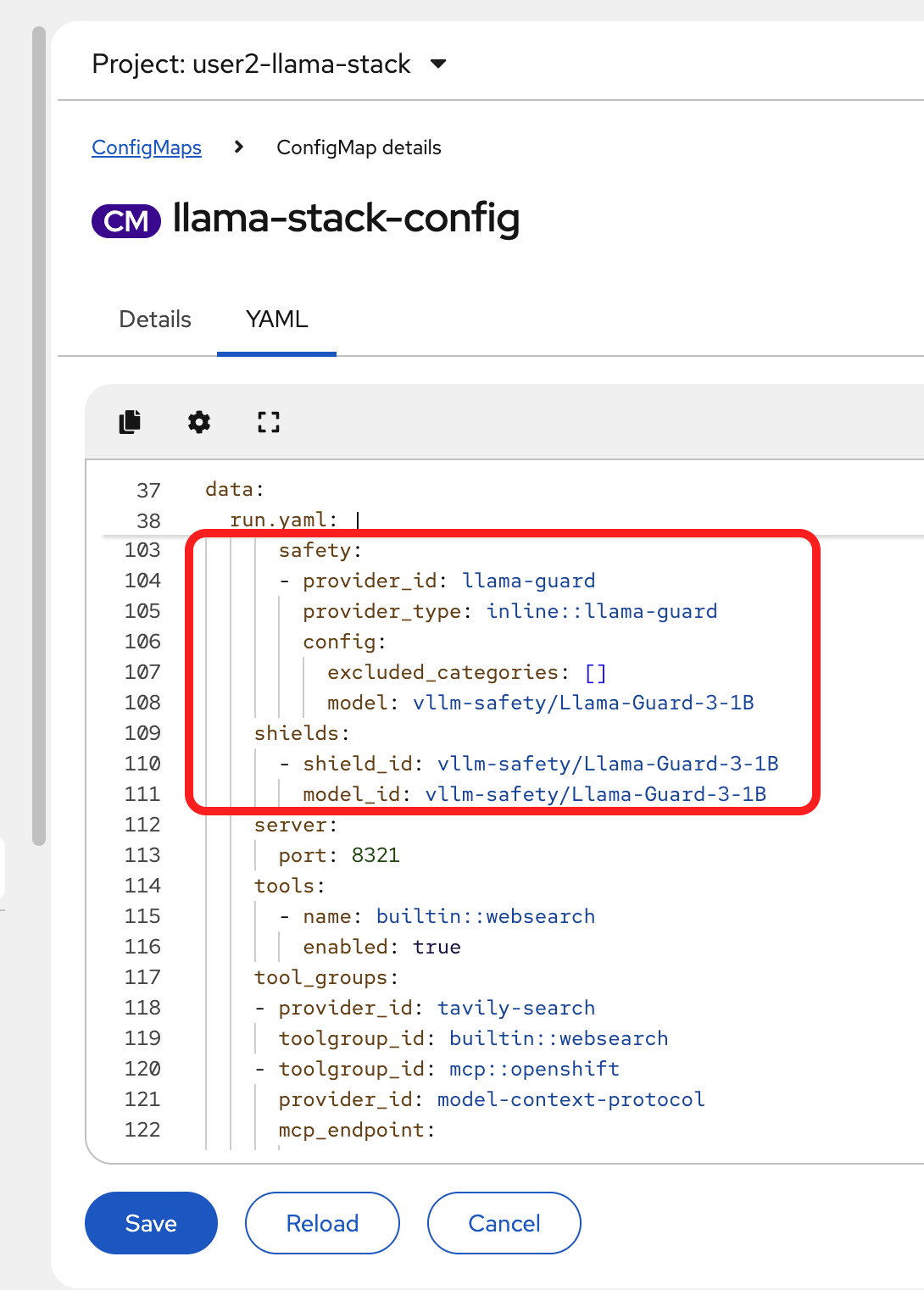 safety sheilds config