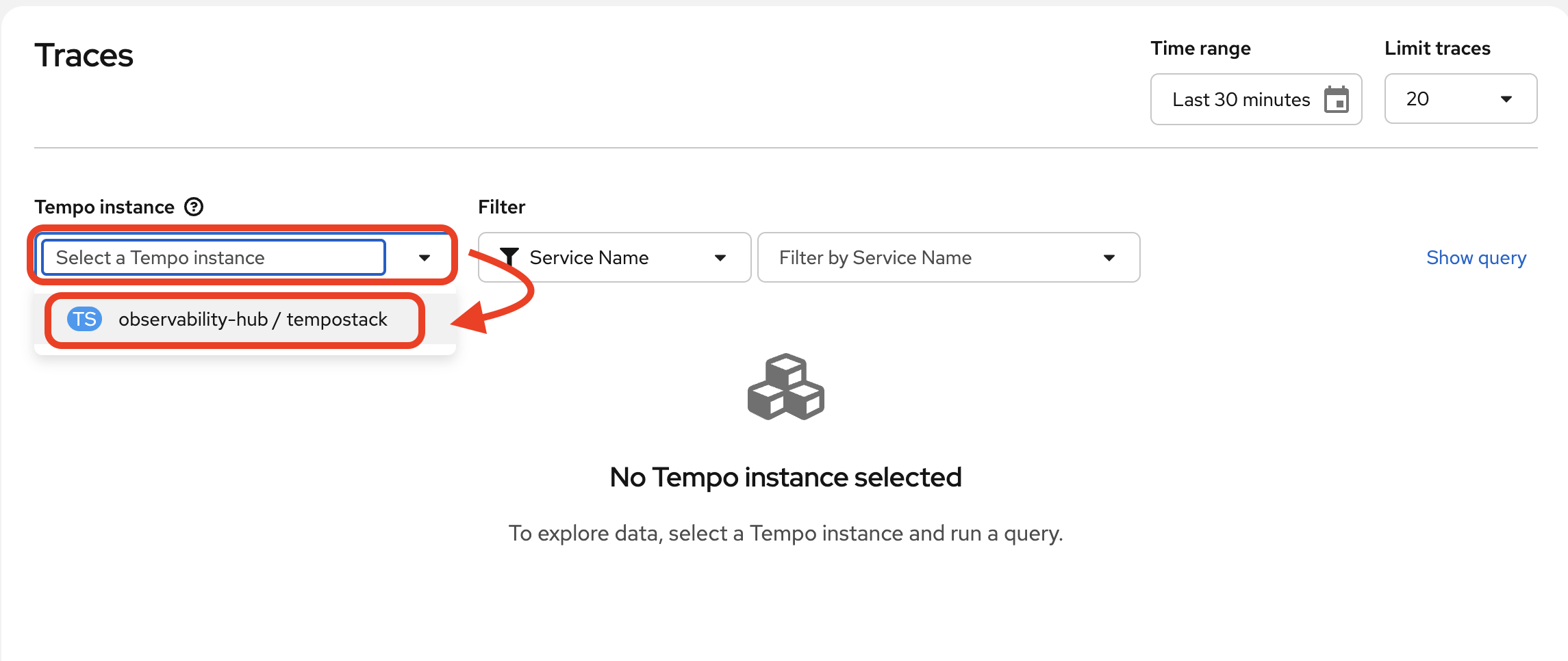 tempo instance select