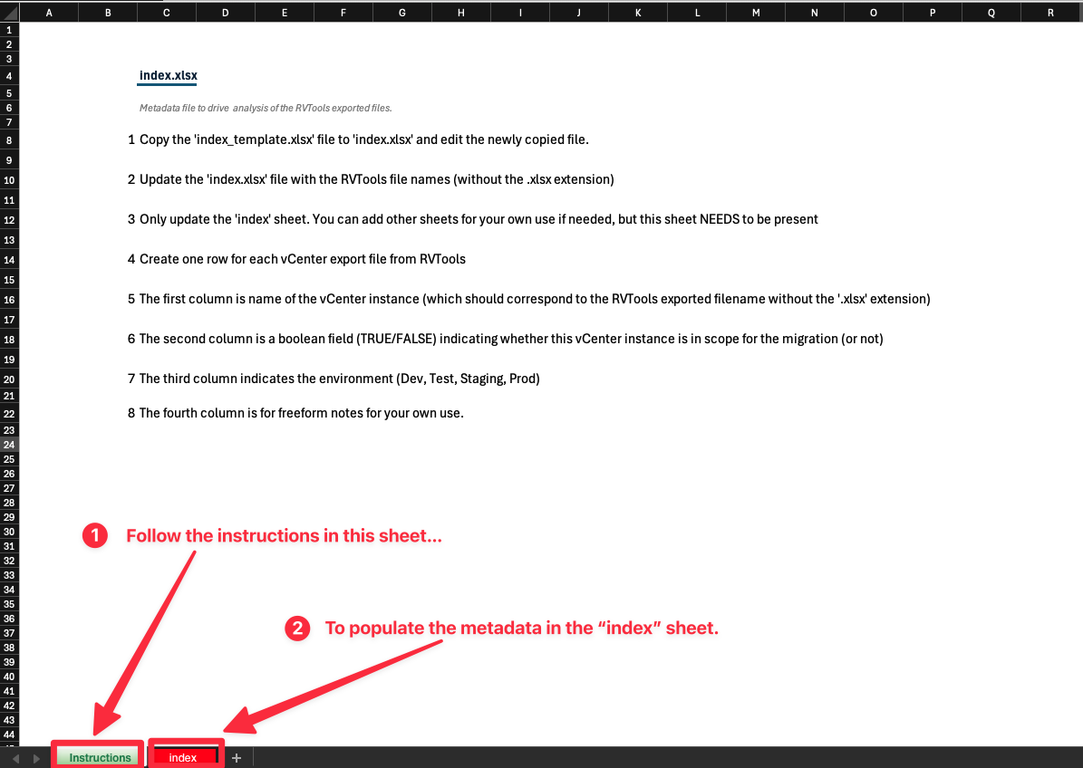 index template spreadsheet