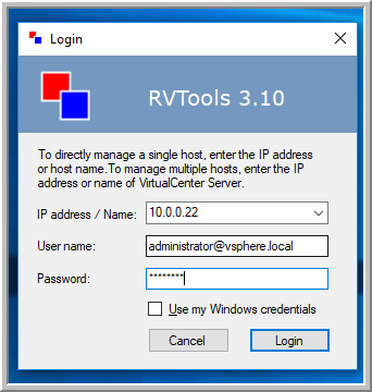 running rvtools