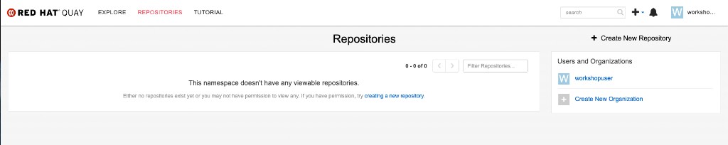 Quay Repositories dashboard