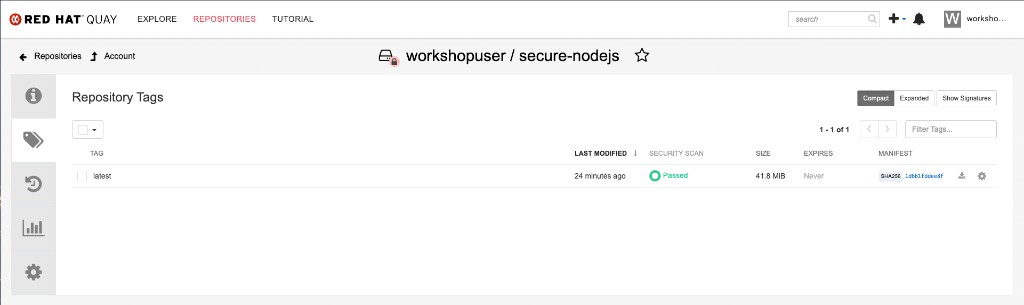 Quay Secure Node.js Tags