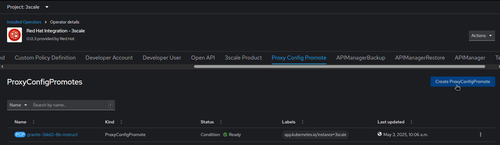03 3scale proxyconfig promote button