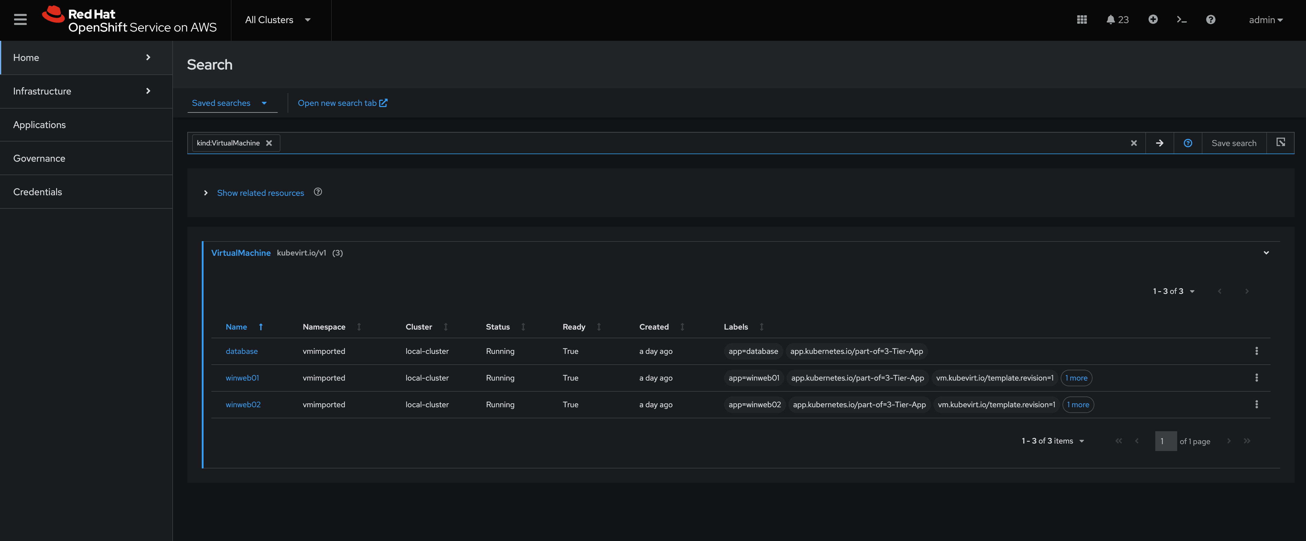 acm search vms