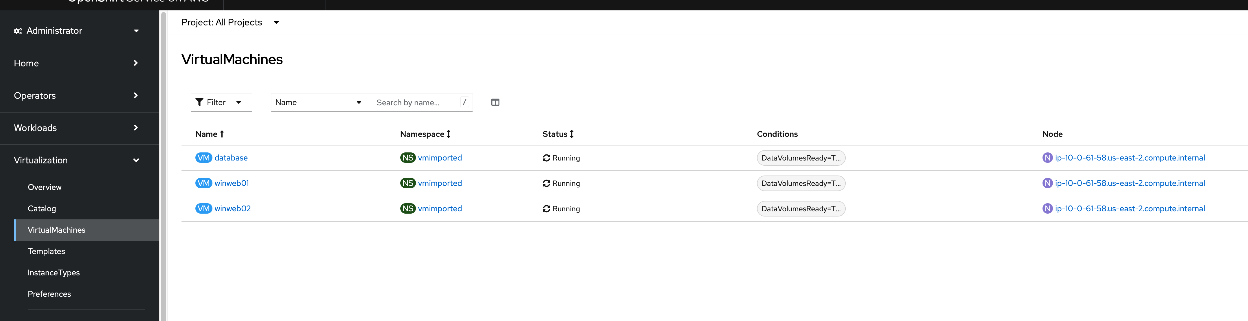 ocp virtualization vms