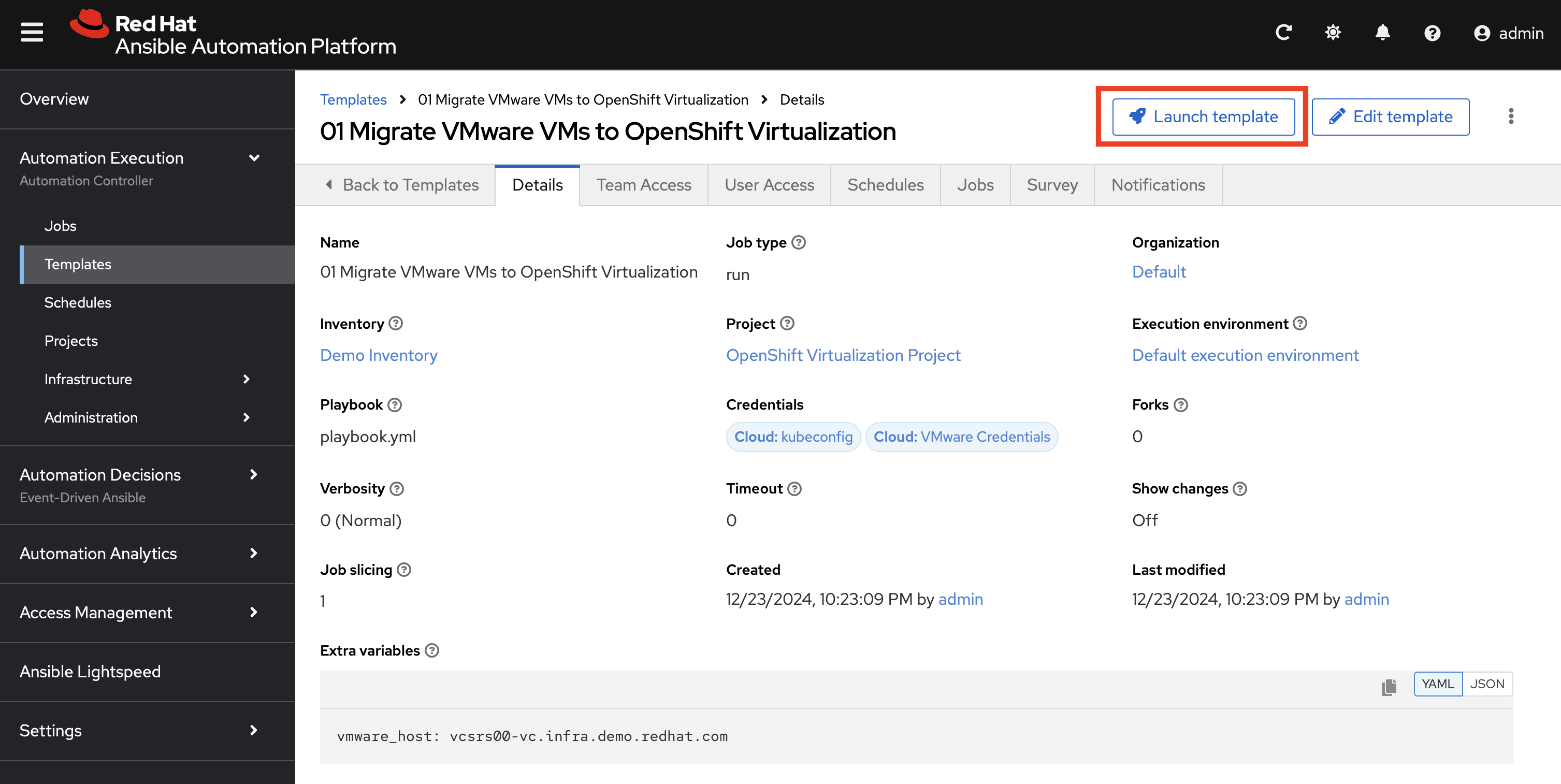 01 ansible migration template details