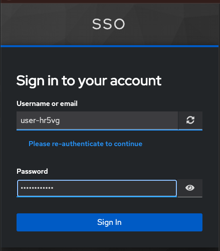 Red Hat Developer Hub login page