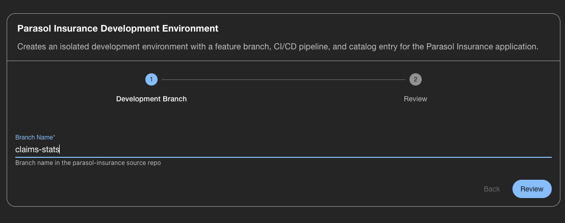 Development environment provisioned with one click